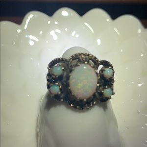 Opal and silver ring